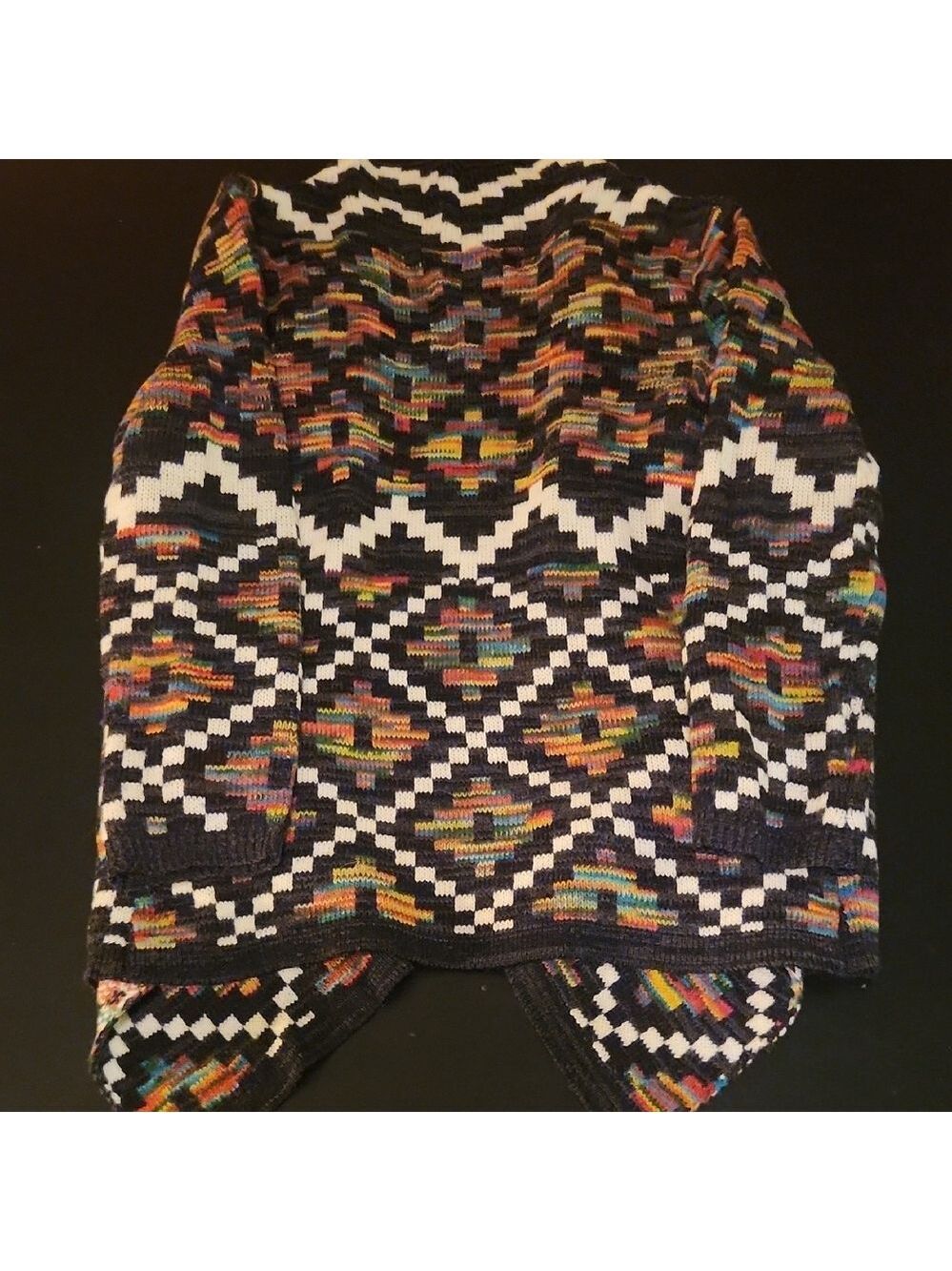 Intro Multicolor Southwestern Geometric Print Loose Women's Cardigan - Picture 7 of 11